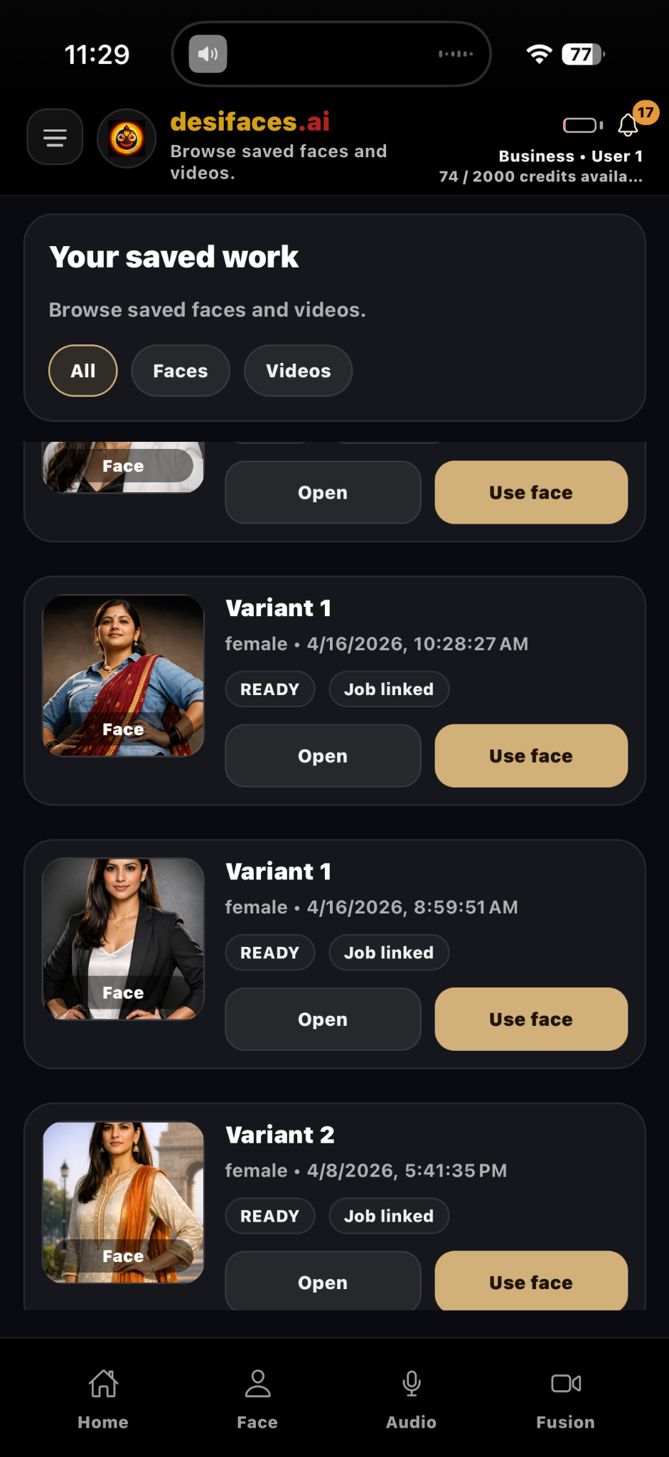 desifaces native mobile application